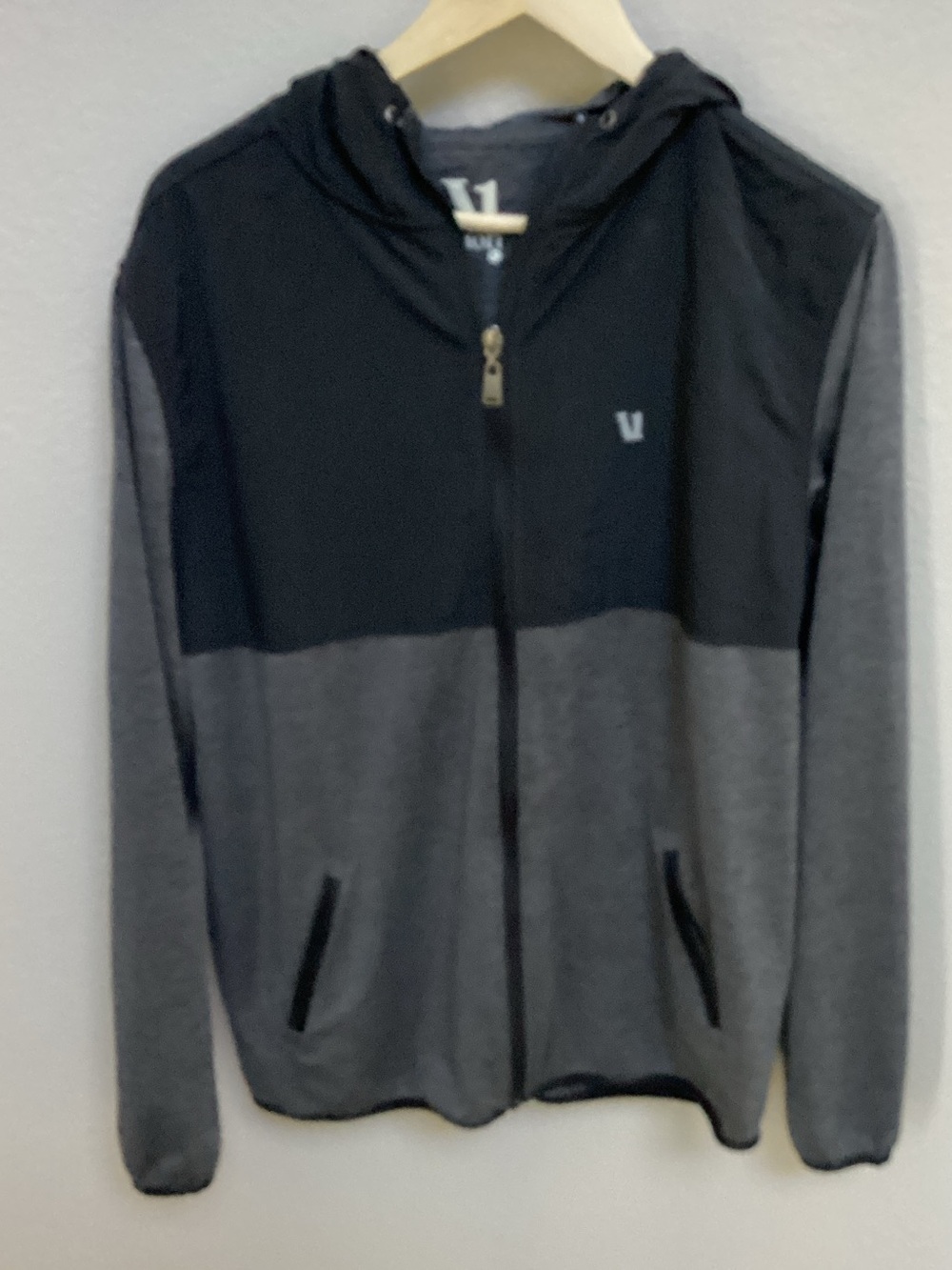 Vuori Black and Gray Lightweight Zip Hoodie